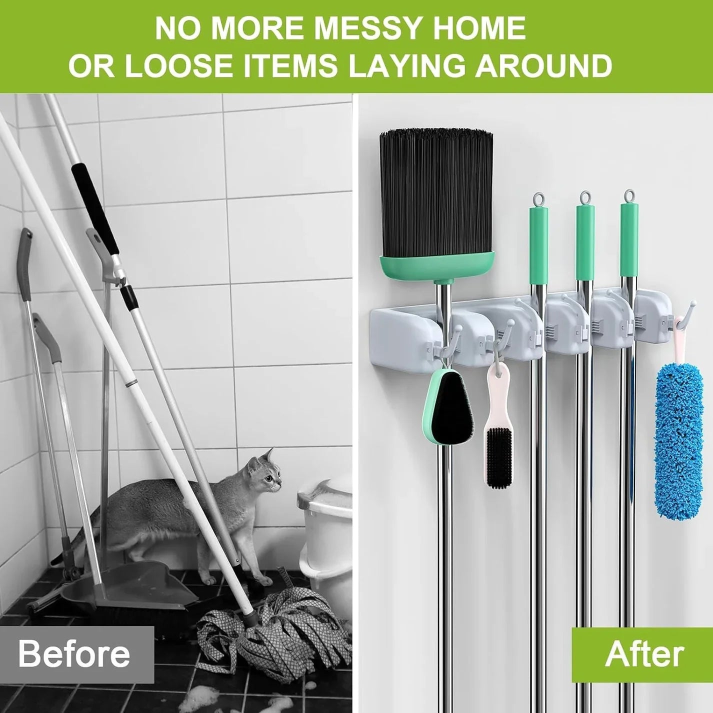 Multifunctional Mop holder with Hook