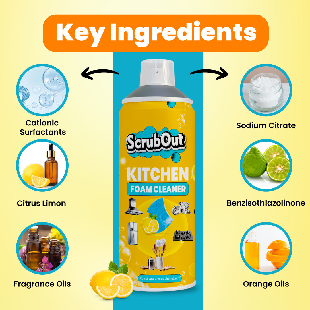 ScrubOut Kitchen Foam Cleaner - Best For Dirt, Rust and Grime Cleaning