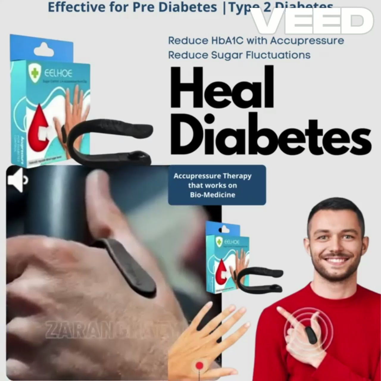 Anti Sugar LI4 Acupressure Point Relief Clip | Diabetes Relief Clip (Buy 1 Get 1 Offer)